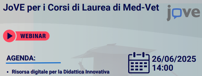 JoVE dei materiali a supporto della didattica dei Corsi del primo anno di Medicina e del semestre propedeutico di Medicina Veterinaria